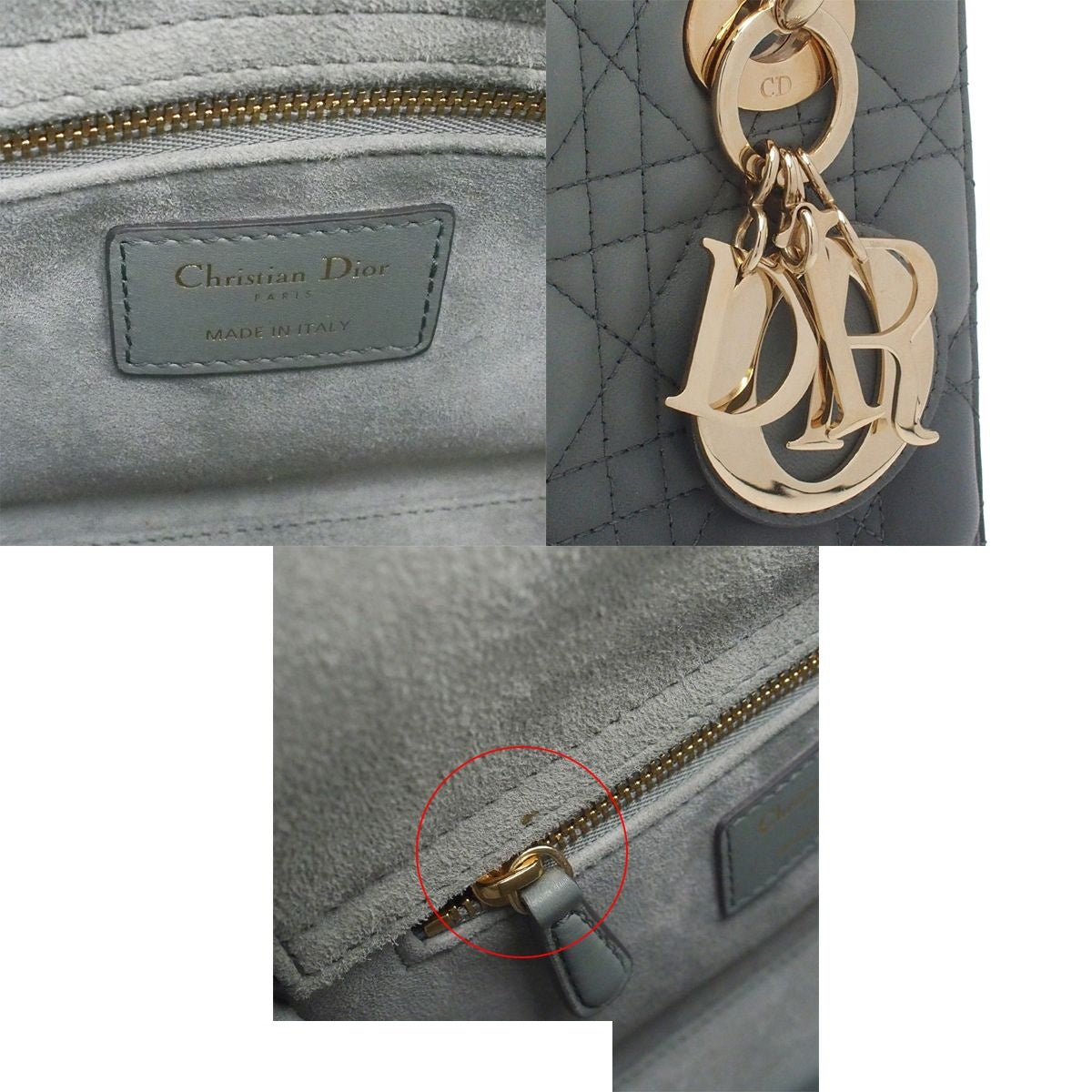 Dior Lady Dior MY Abcdior Gradient Gray Gold Leather Small 2-Way Shoulder Bag — view 6