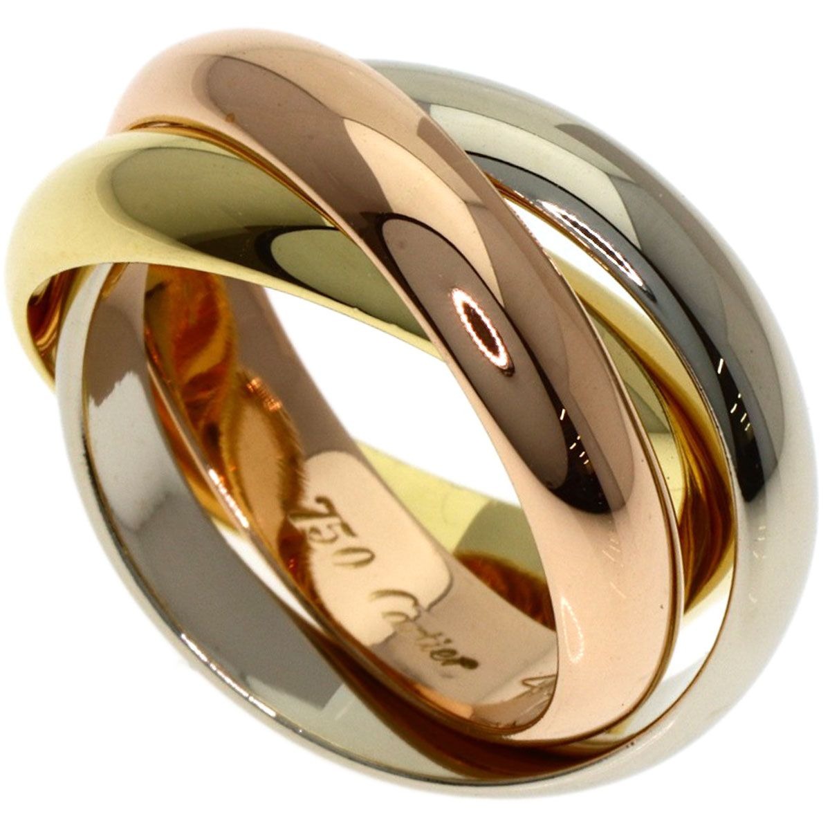 Cartier Trinity 48 Ring 18K Yellow Gold White Pink