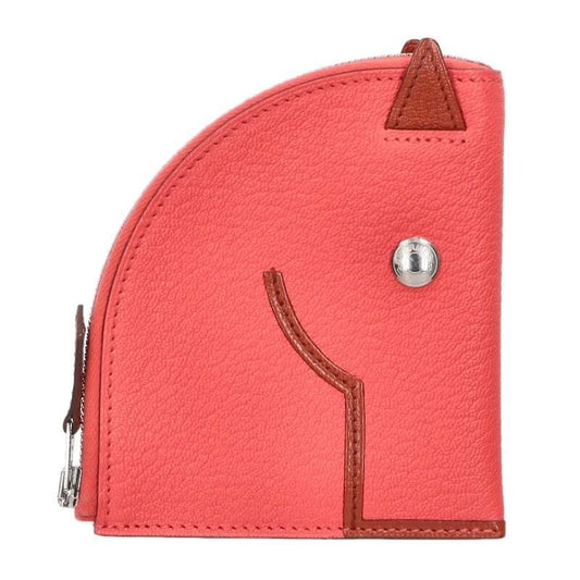 Hermes Paddock Leather Coin Case Pink Brown