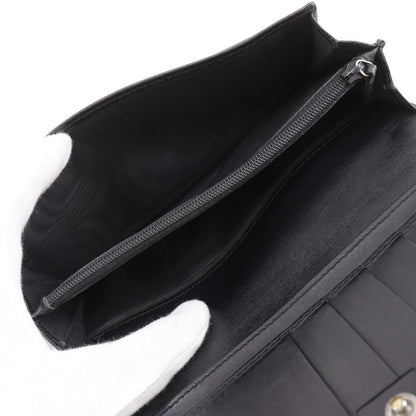 Gucci GG 146229 Striped Leather Black Unisex Long Wallet