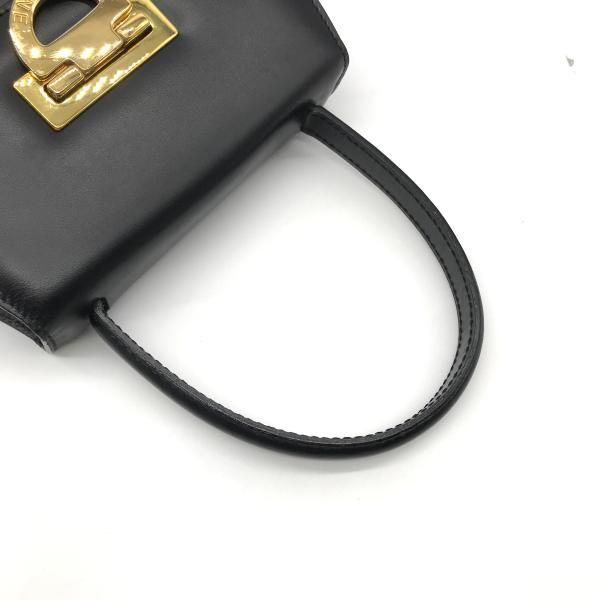 Celine Leather Circle Logo 2-Way Mini Hand Bag Black