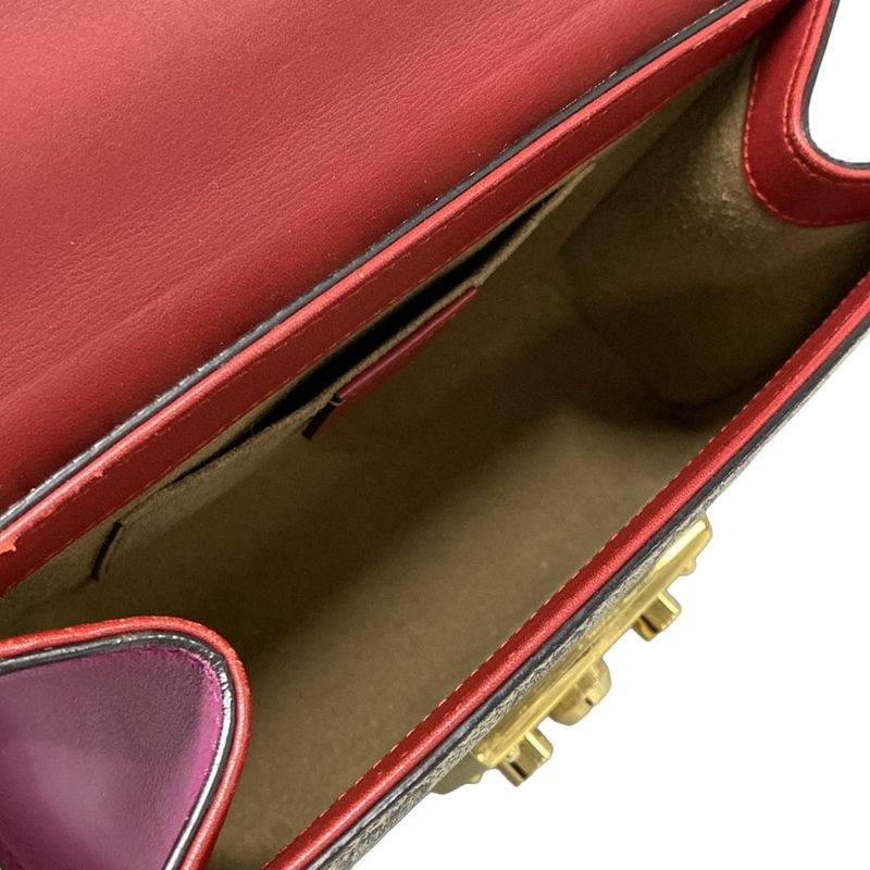 Gucci Shoulder Bag Padlock GG Small 409487 Dark Brown X Red X Multi Chain