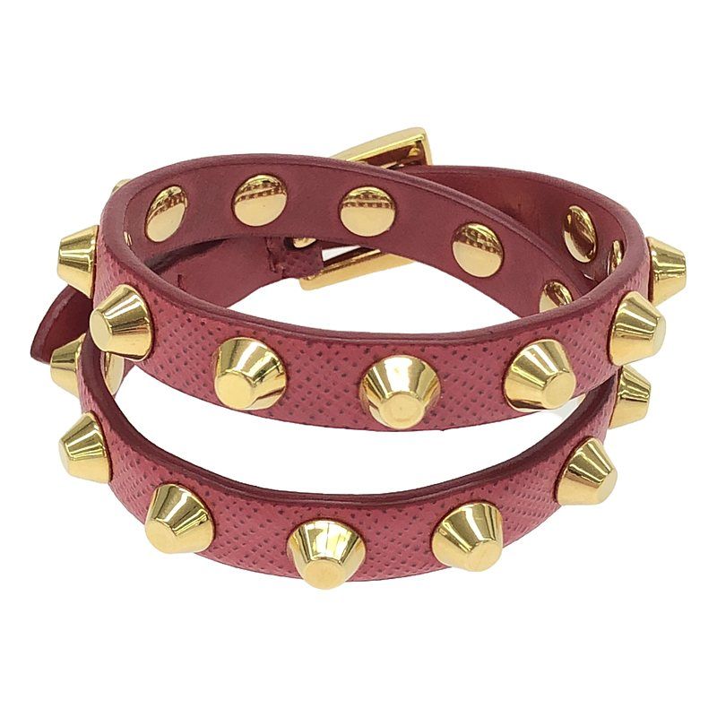 Prada Leather Studded Bracelet Accessories - Pink - Women