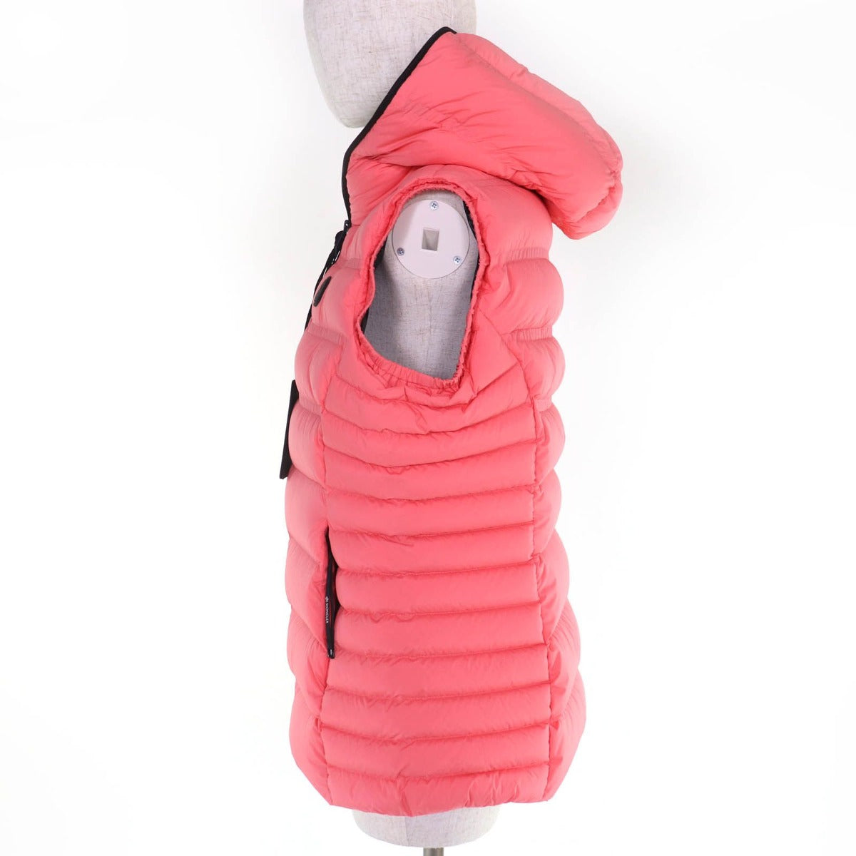 Moncler Aliterse Logo Patch with Hood Zip UP Down Vest Coral 3 — view 2