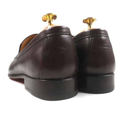 Hermes Logoed Square Toe Leather Shoes Loafers Dark Brown 40 With Box And