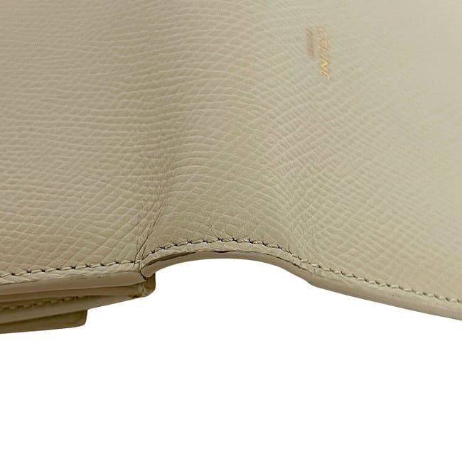 Celine Bifold Wallet Small Strap Wallet Cream Beige