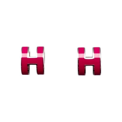 Hermes Earrings Pop Ash Mini H Pink Silver Hardware Boucles D'oreilles