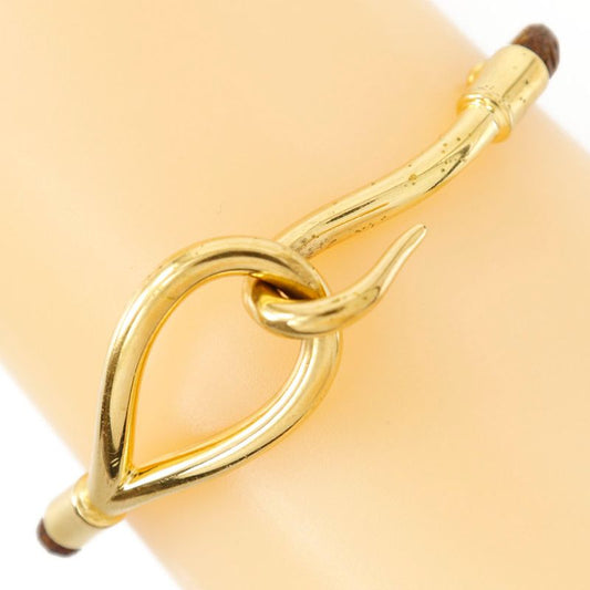 Hermes Jumbo Breath Gold Plated And Leather Ladies 9.6g Bracelet