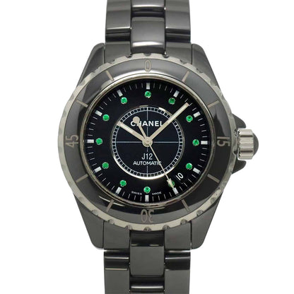 Chanel Watch Emerald Date Black Ceramic Automatic Winding