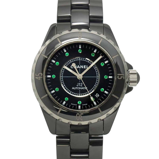 Chanel Watch Emerald Date Black Ceramic Automatic Winding