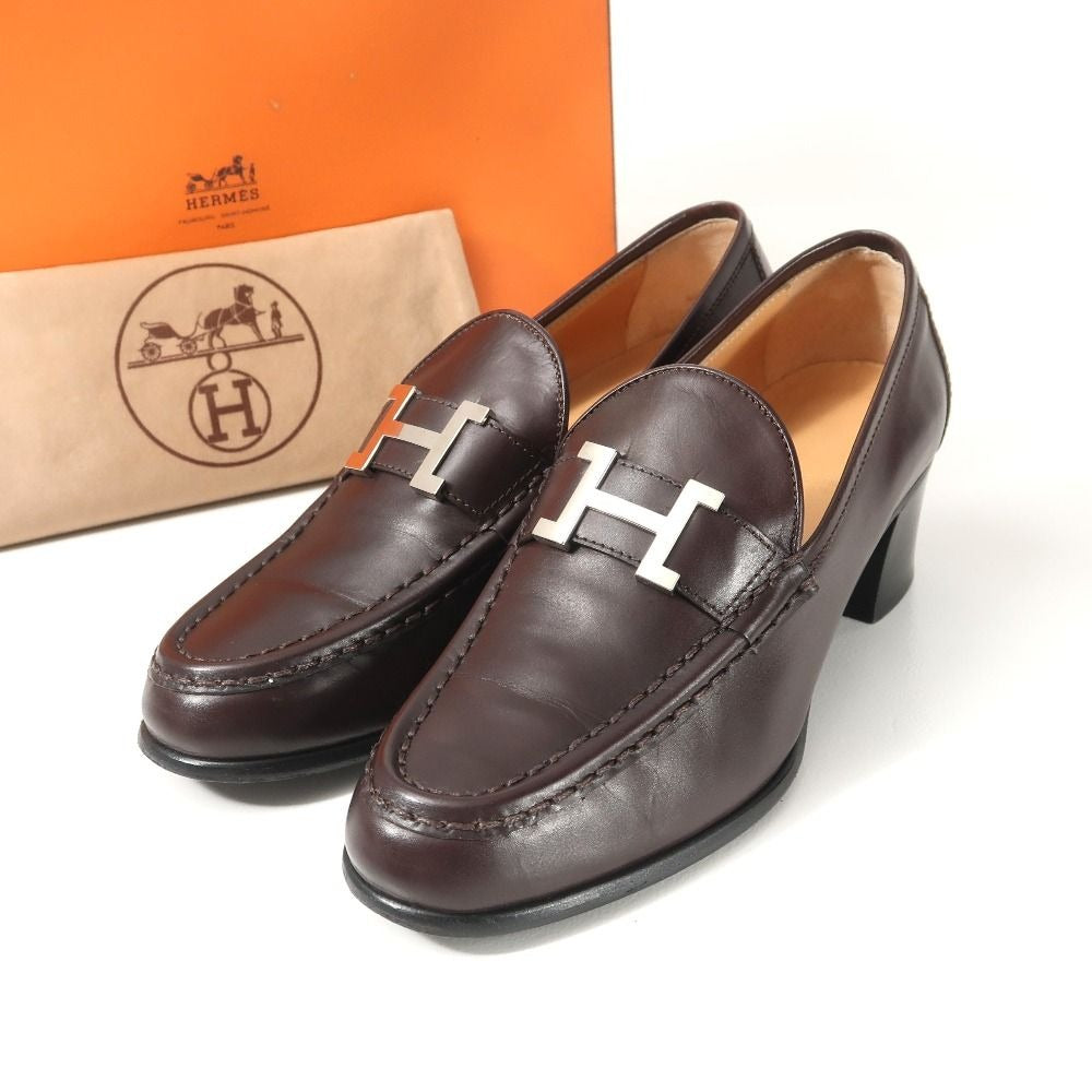 Hermes Constance Loafer 37 Buckle Dark Brown