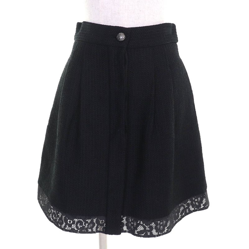 CHANEL P51026/p51112 Coco Button Lace Cotton Tweed Collarless Jacket Skirt