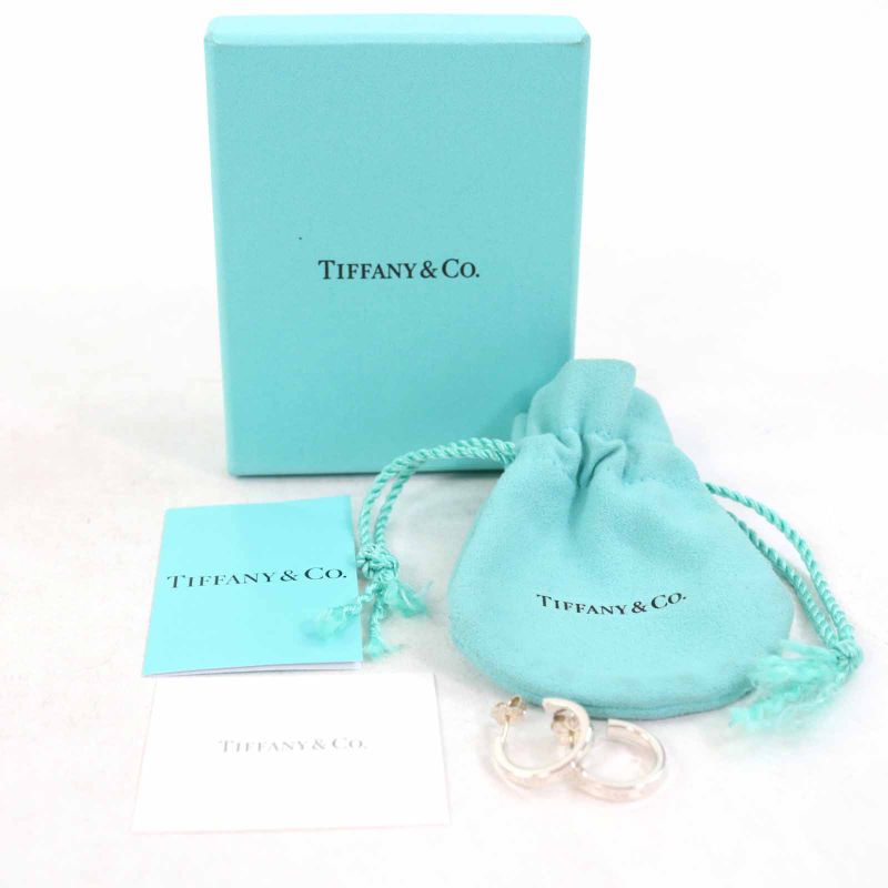 Tiffany & Co 1837 Narrow Hoop Earrings Sv925 Silver With Box And