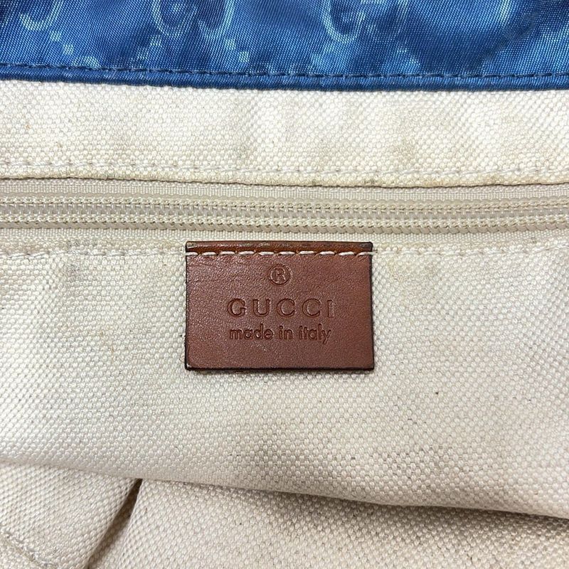 Gucci Tote Bag GG Pattern 282439 Blue And Brown Leather