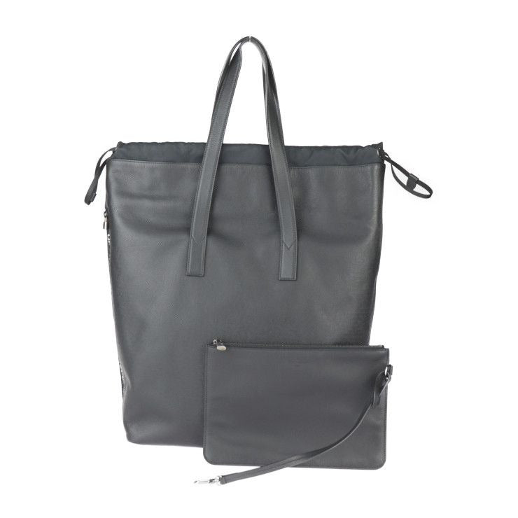 Louis Vuitton Cabas Light Tote Bag Leather Black Silver Hardware Taiga