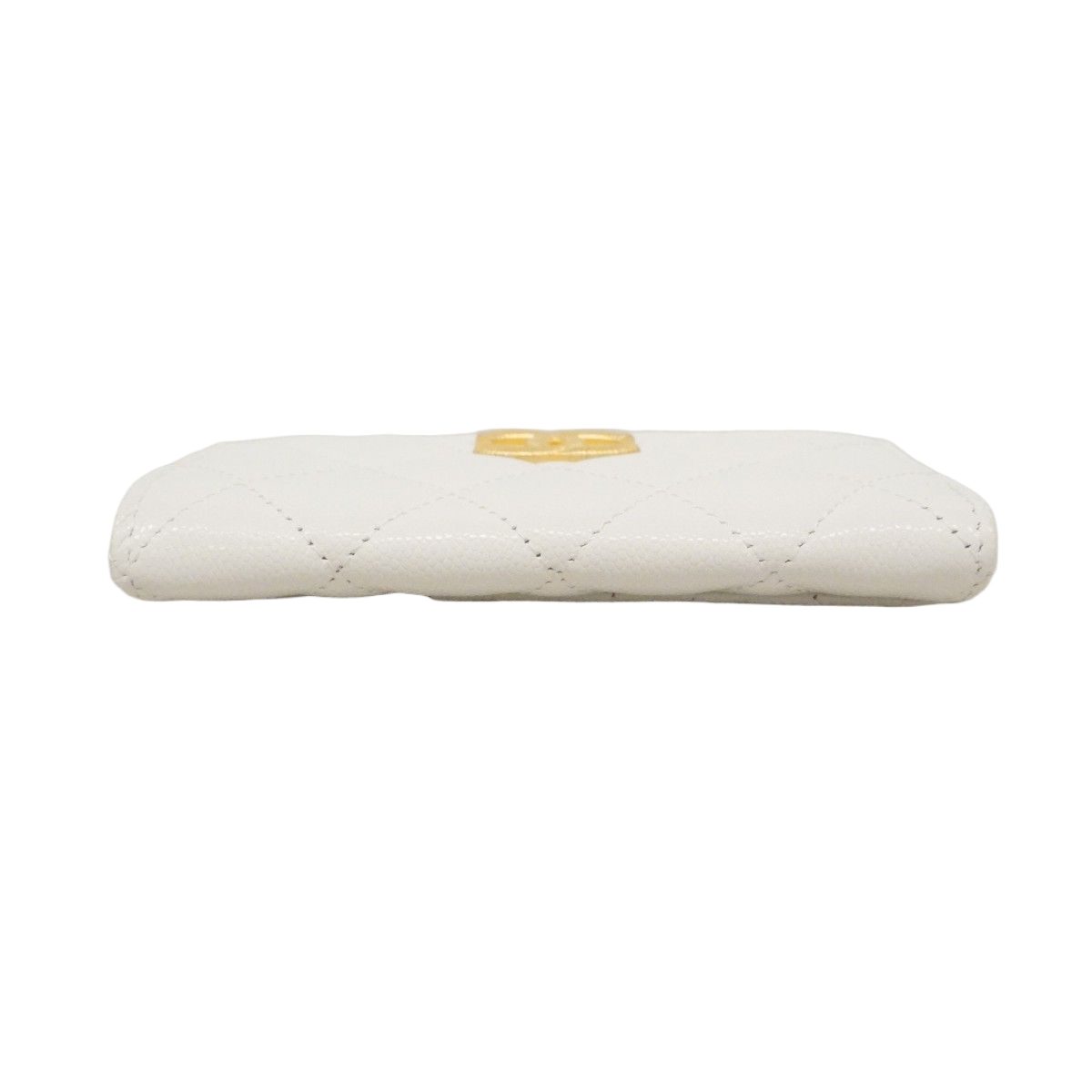 Chanel Coin Case Quilted Caviar Leather White Gold — view 2