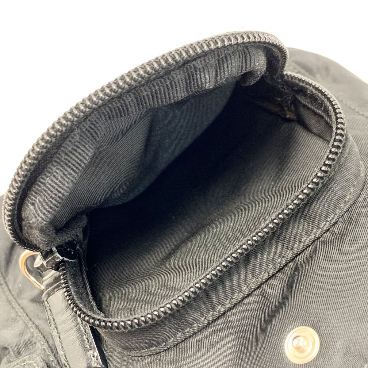 Prada Waist Bag Square Logo Plate Black Nylon