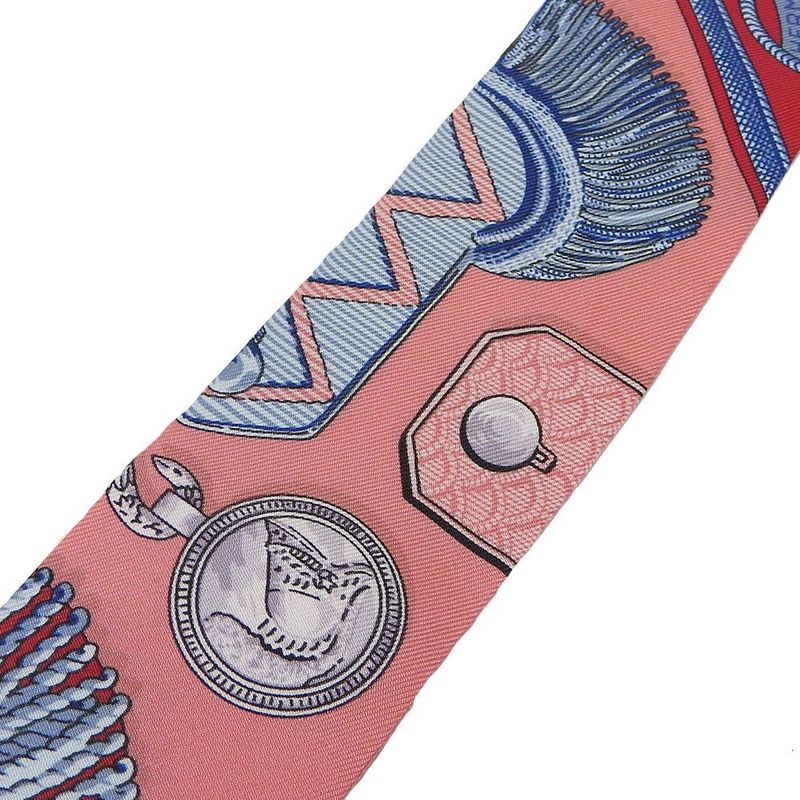 Hermes Twille Scarf 100% Silk Pink Red Blue Multicolor Small Accessories Ladies