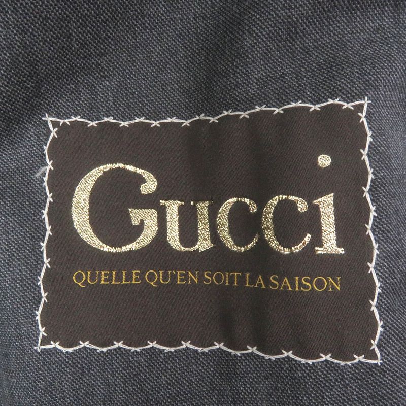 Gucci 625378 100% Wool Logo Patch Single Bleather Tailored Jacket Gray 50 Made