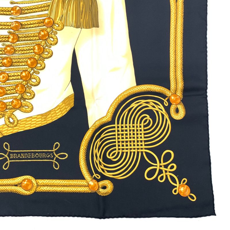 Hermes Carre 90 Scarf Silk Scarf Brandebourgs Brandenburg Black And Gold