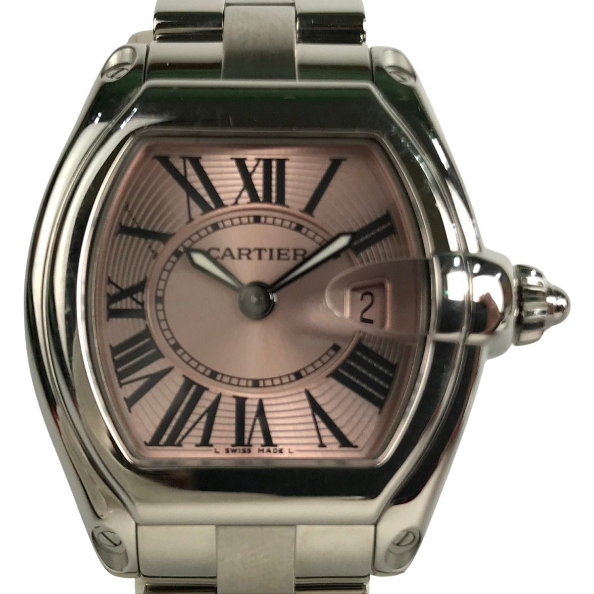 Cartier Watch Roadster SM Pink Silver 2 Belts Frame