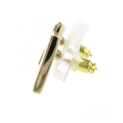 Chanel CC Logo Square Earrings Gold White Box Recommended — view 3