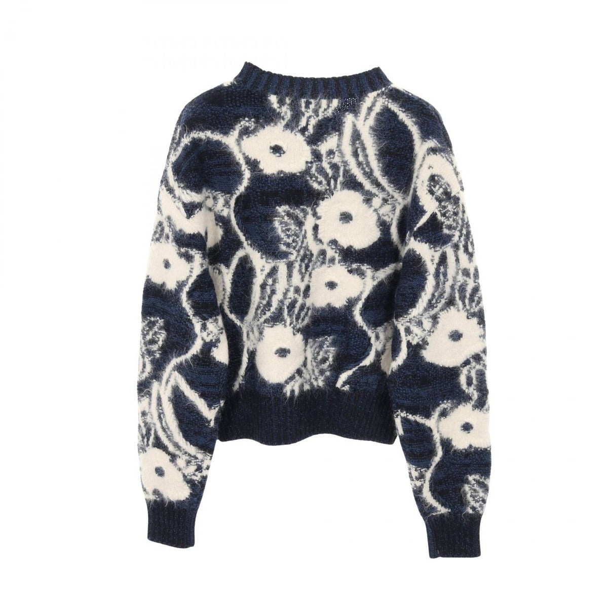 Chanel Knit Top CC Logo Button Cashmere Wool Blue Navy. White — view 2