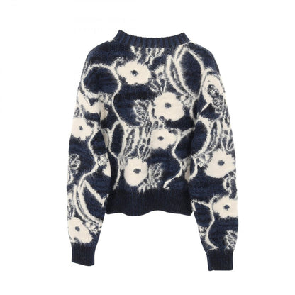 Chanel Knit Top CC Logo Button Cashmere Wool Blue Navy. White — view 2