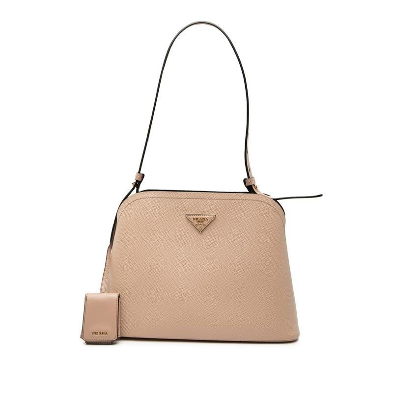 Prada Depth Shoulder Bag Cipria Beige Saffiano Leather