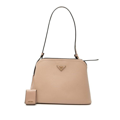 Prada Depth Shoulder Bag Cipria Beige Saffiano Leather