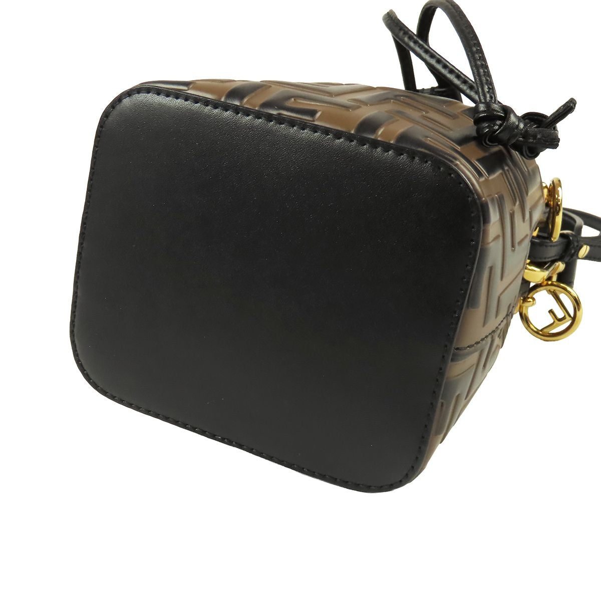 Fendi Montresor Brown Dark Calfskin Polyester Zucca Pattern Drawstring 2-Way — view 3