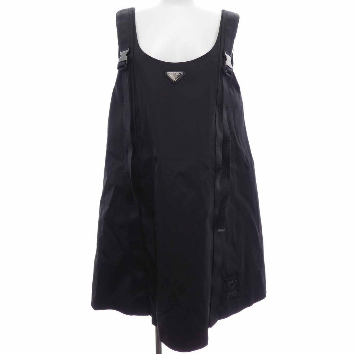 Prada Triangle Logo Gabardine Sleeveless Dress