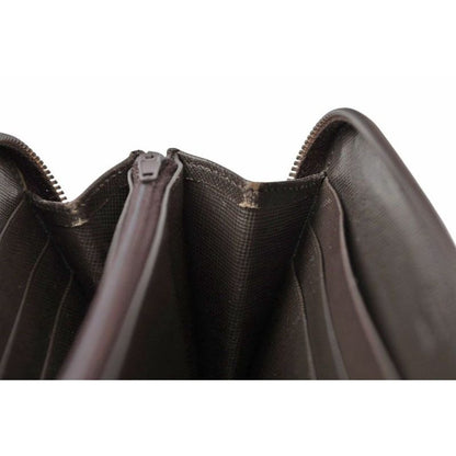 Prada Wallet Zip Around Tessuto Dark Brown — view 10