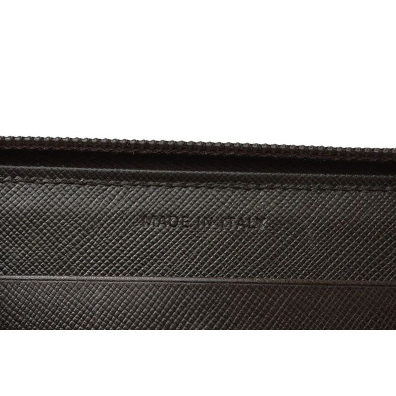 Prada Wallet Zip Around Tessuto Dark Brown — view 11