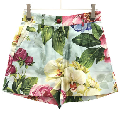 Dolce & Gabbana Flower Print Silk Mini Shorts Ftbrvt Mix 36