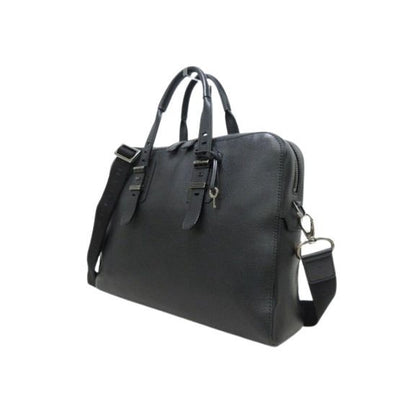 Bvlgari Briefcase Bvckle Business Bag Black Leather Men — view 2