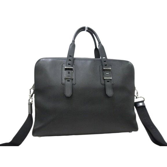 Bvlgari Briefcase Bvckle Business Bag Black Leather Men — view 3