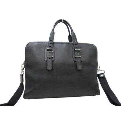 Bvlgari Briefcase Bvckle Business Bag Black Leather Men — view 3