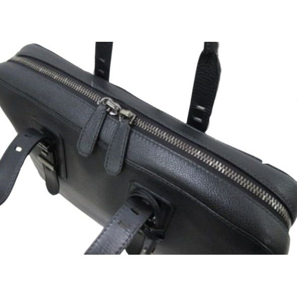 Bvlgari Briefcase Bvckle Business Bag Black Leather Men — view 9