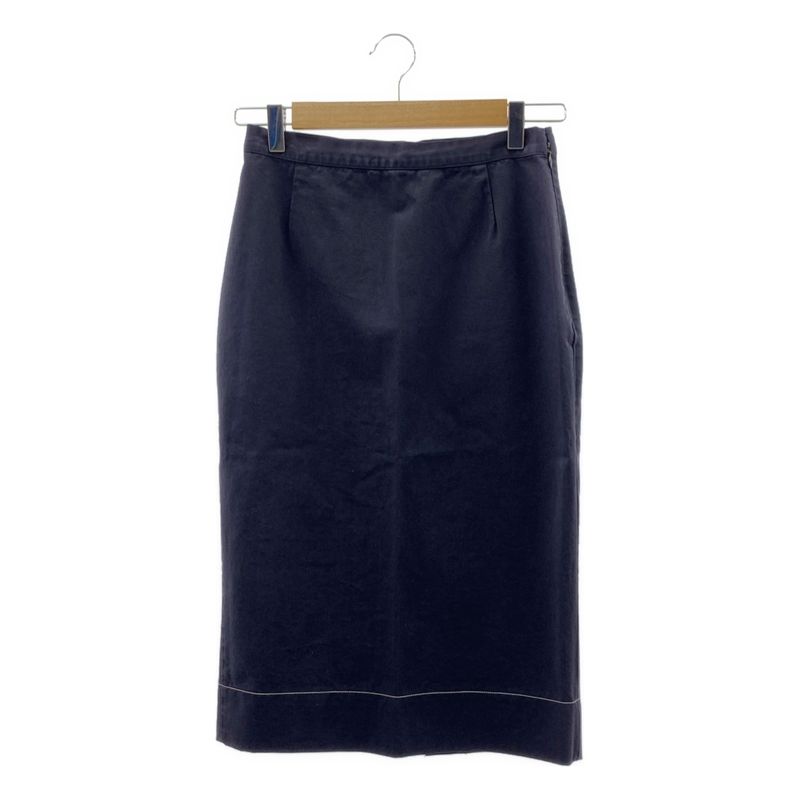 Prada - Cotton Side Slit Long Skirt - 38 - Navy - Women