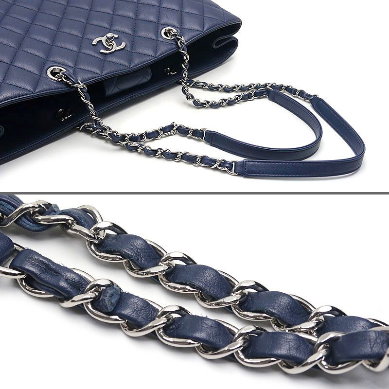 Chanel Matelasse Chain Tote Bag A91046 In Navy Blue