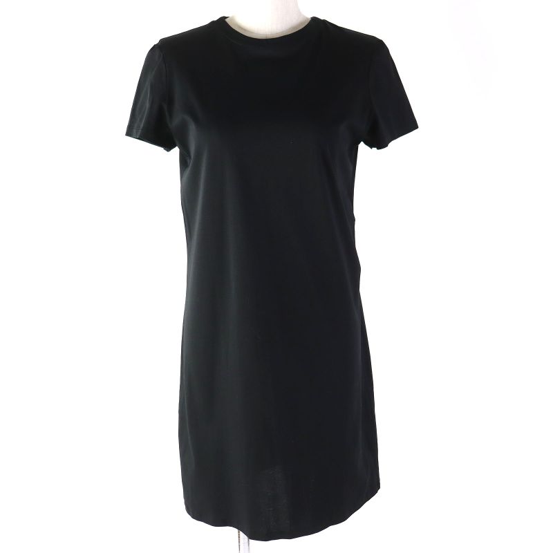 CHANEL P57567 100% Cotton Coco Mark Button Round Neck Short Sleeve Dress Mini