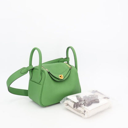 Hermes Lindy Mini 20 Veil Yucca Taurillon Clemence Shoulder Bag