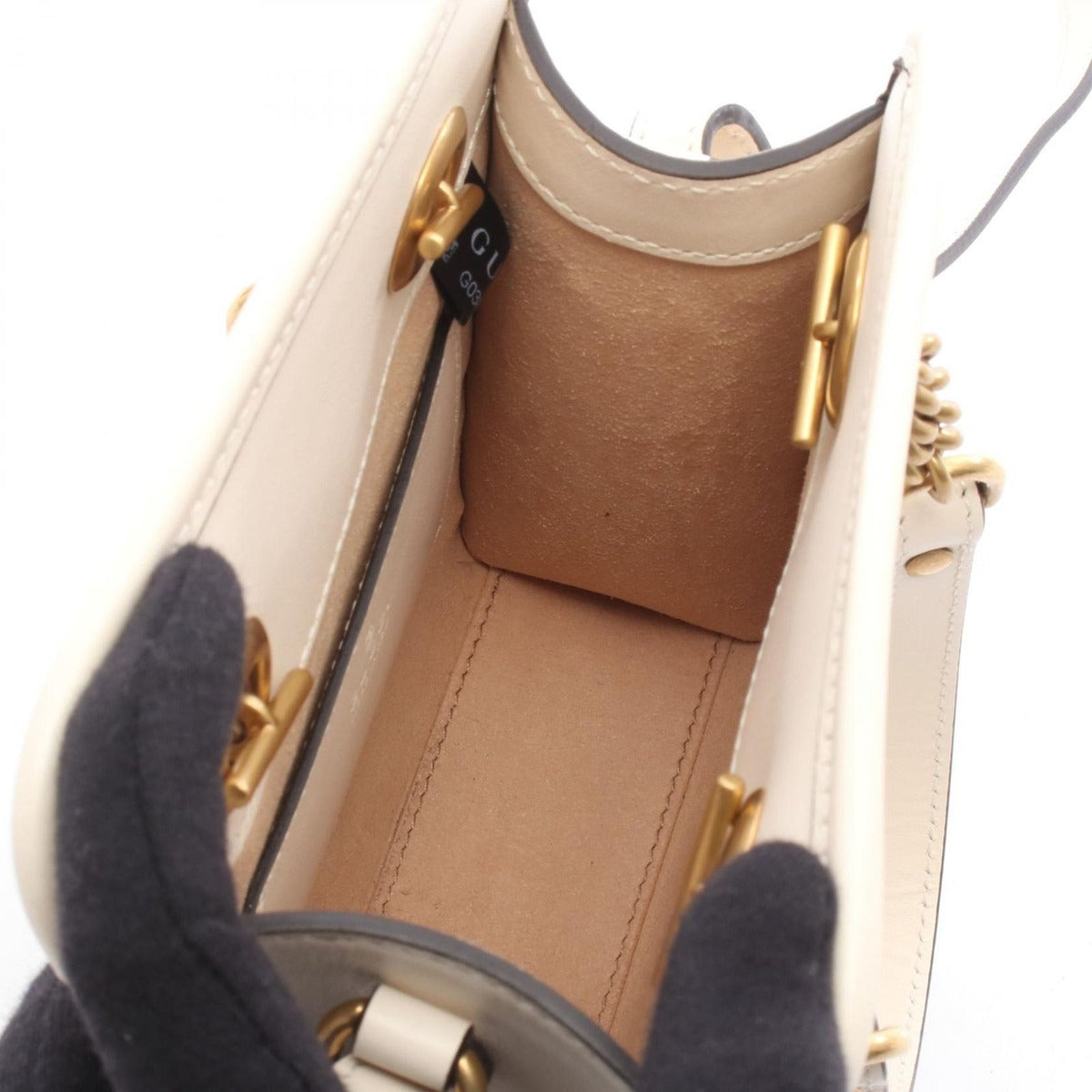 Gucci Chmmdebag GG Marmont Off White Leather Minibag Vinega — view 3
