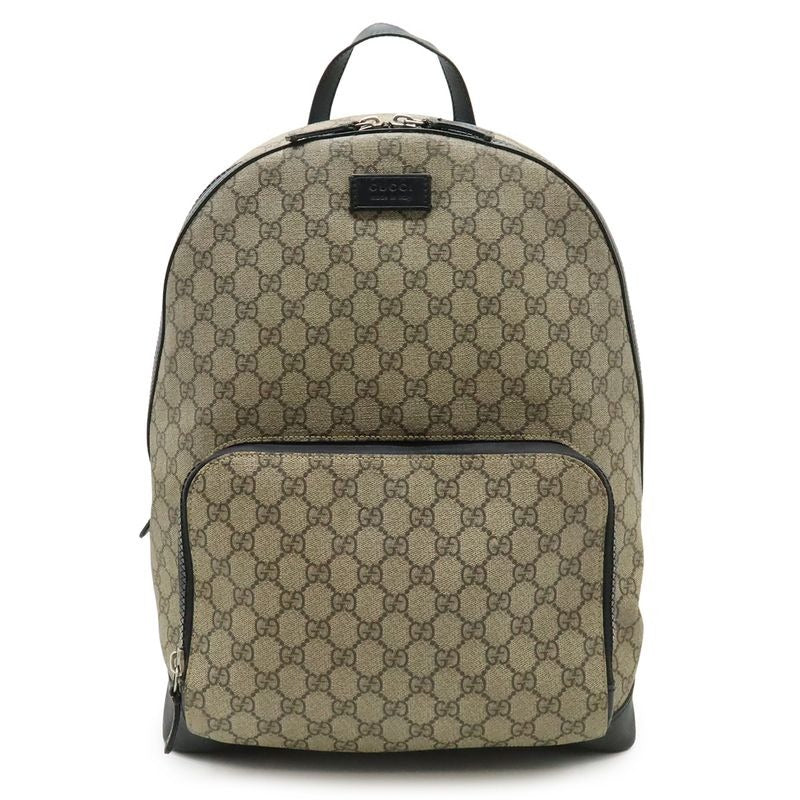 Gucci GG Supreme Backpack Rucksack Sac Daypack Leather Beige Black Silver