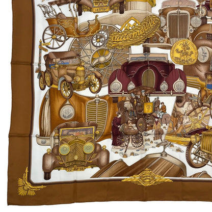 Hermes Scarf Silk Carre 90 L'elegance Et le Confort en Automobile Comfort Brown — view 4