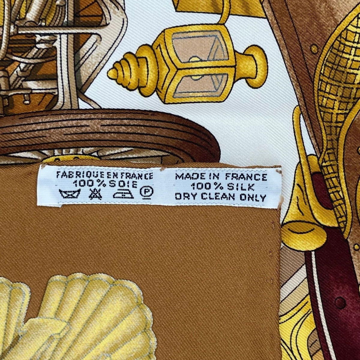 Hermes Scarf Silk Carre 90 L'elegance Et le Confort en Automobile Comfort Brown — view 10