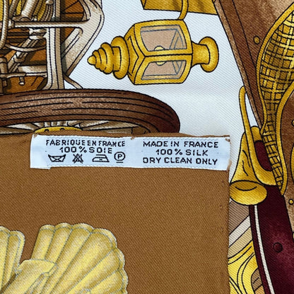 Hermes Scarf Silk Carre 90 L'elegance Et le Confort en Automobile Comfort Brown — view 10