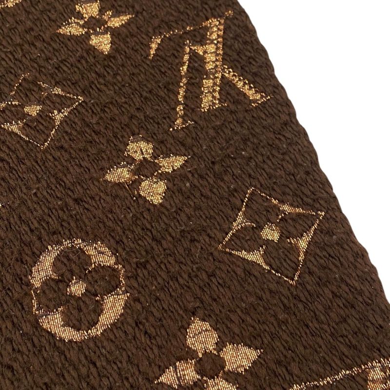 Louis Vuitton Scarf Echarpe Logomania Shine M71383 Monogram Brown Gold Louis