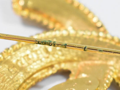 Authentic Chanel Coco Mark Brooch GP Gold Plated Coco Mark Accessories Jewelry